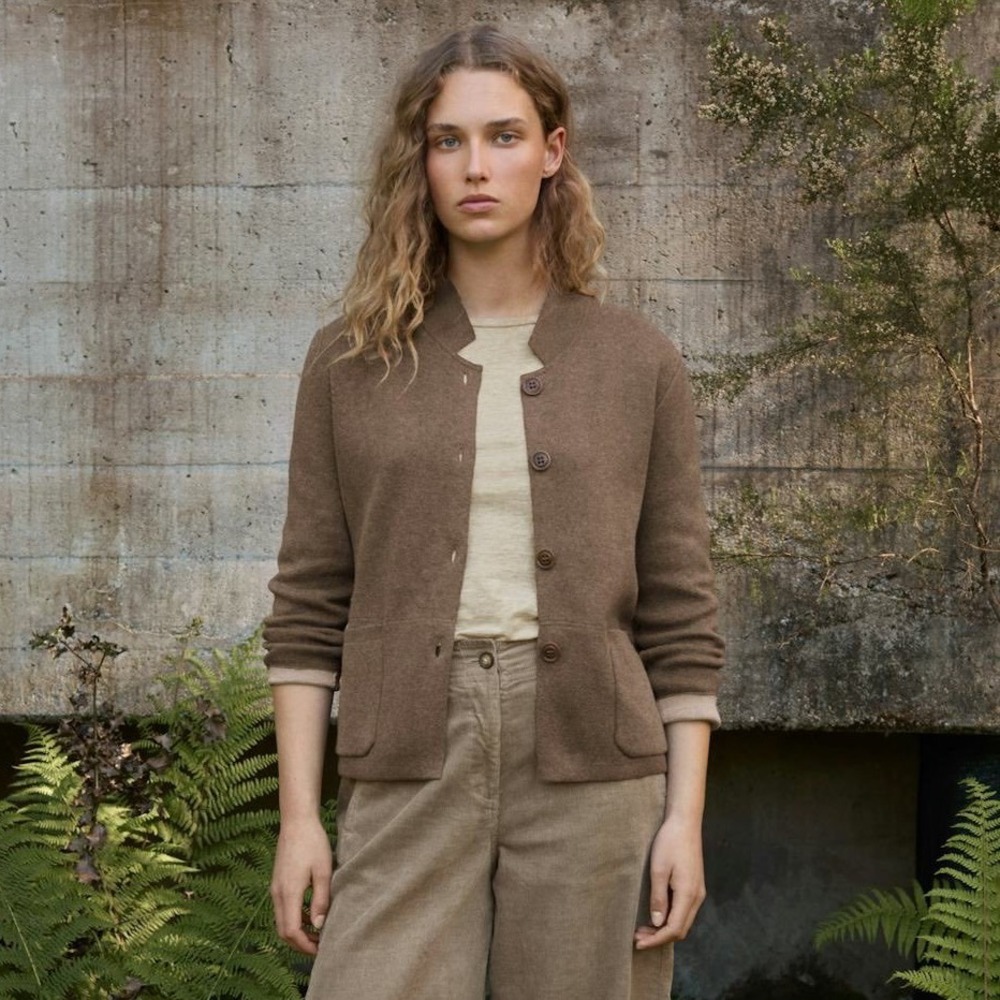 Poetry Brown Button-Up Cotton-Blend Cardigan